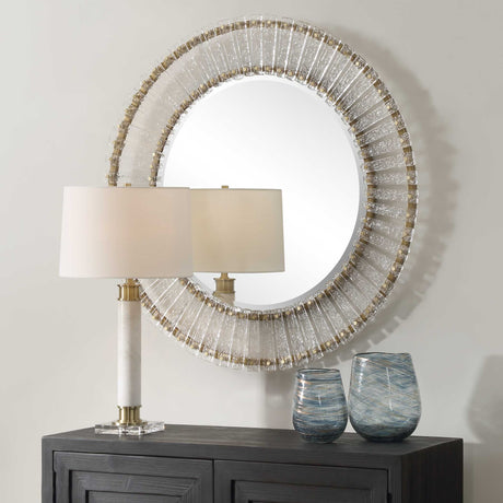 Denali Textured Glass Round Mirror - Silver by Uttermost - View 3