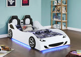 Cruiser Wood Twin LED Car Bed White | Coaster | Home Elegance USA