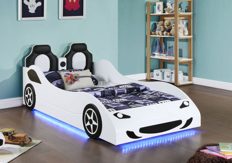 Cruiser Wood Twin LED Car Bed White | Coaster - 400477 - Home Elegance USA - 3