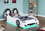 Cruiser Wood Twin LED Car Bed White | Coaster | Home Elegance USA