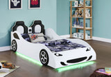 Cruiser Wood Twin LED Car Bed White | Coaster | Home Elegance USA