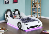 Cruiser Wood Twin LED Car Bed White | Coaster | Home Elegance USA