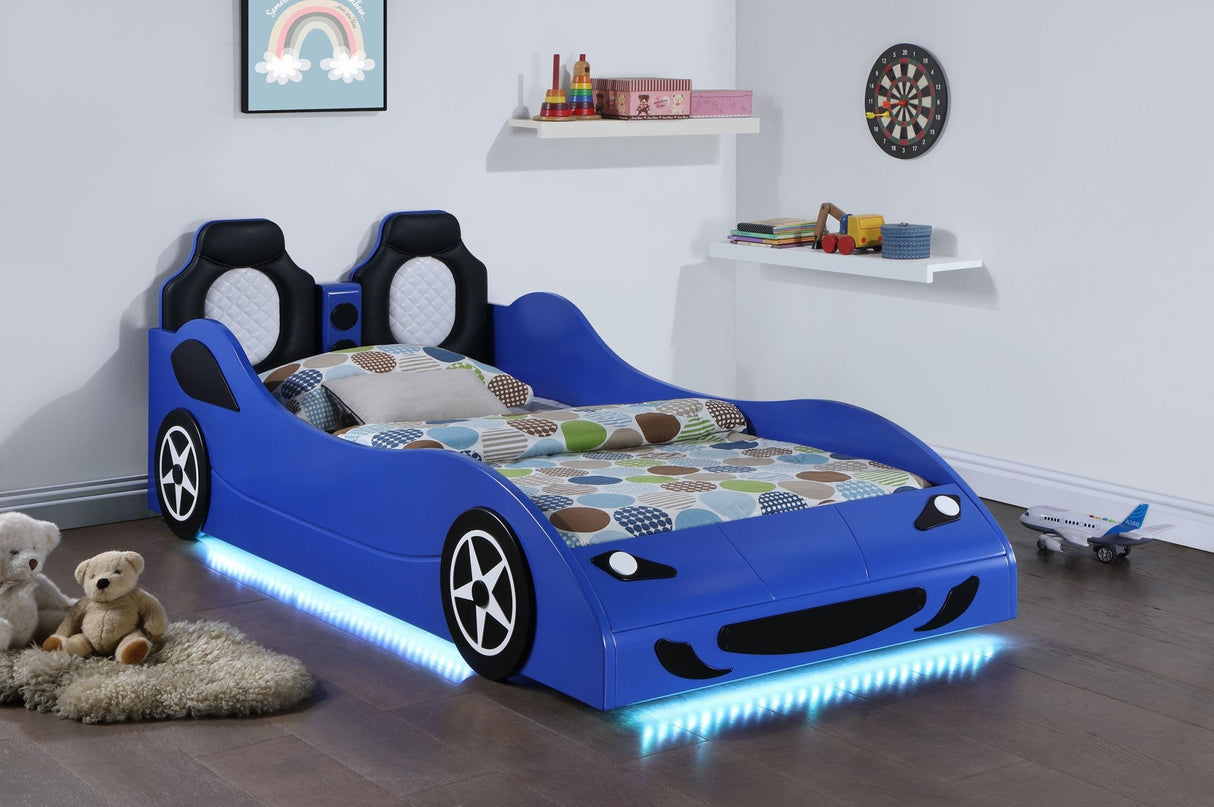 Cruiser Wood Twin LED Car Bed Blue | Coaster | Home Elegance USA
