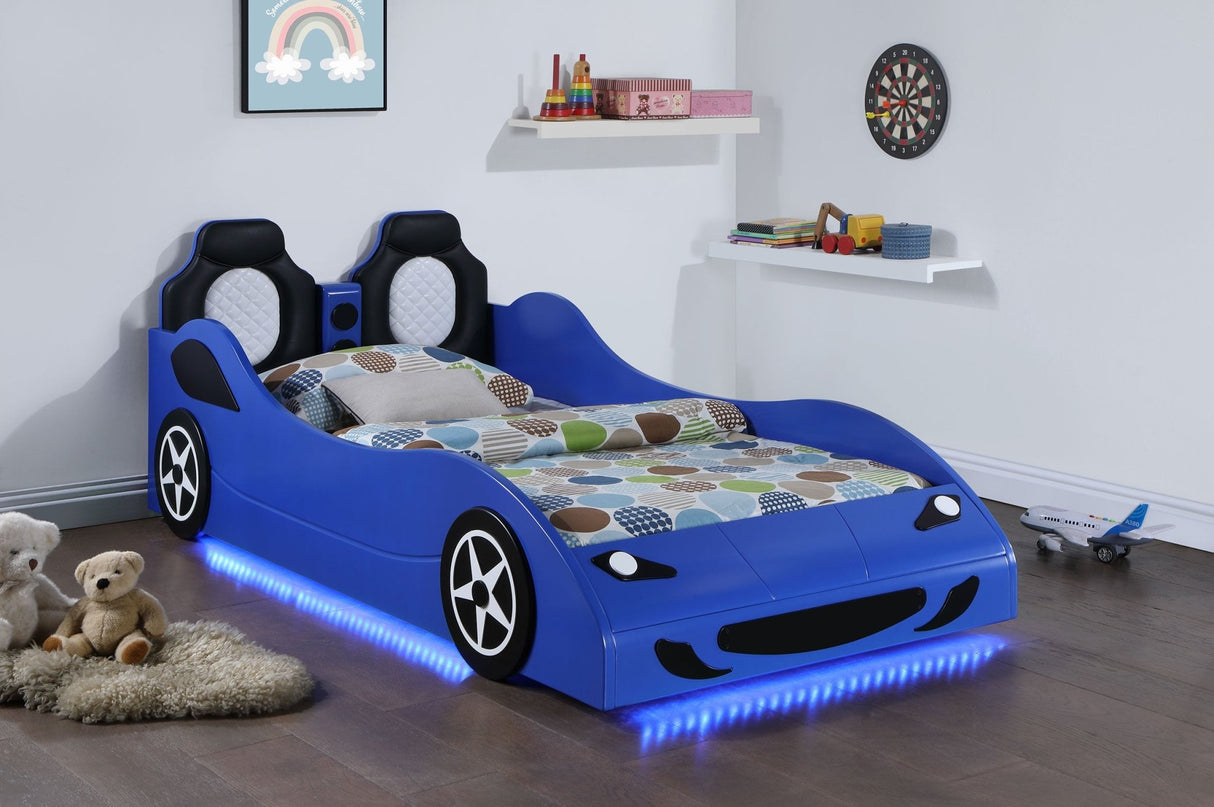 Cruiser Wood Twin LED Car Bed Blue | Coaster | Home Elegance USA