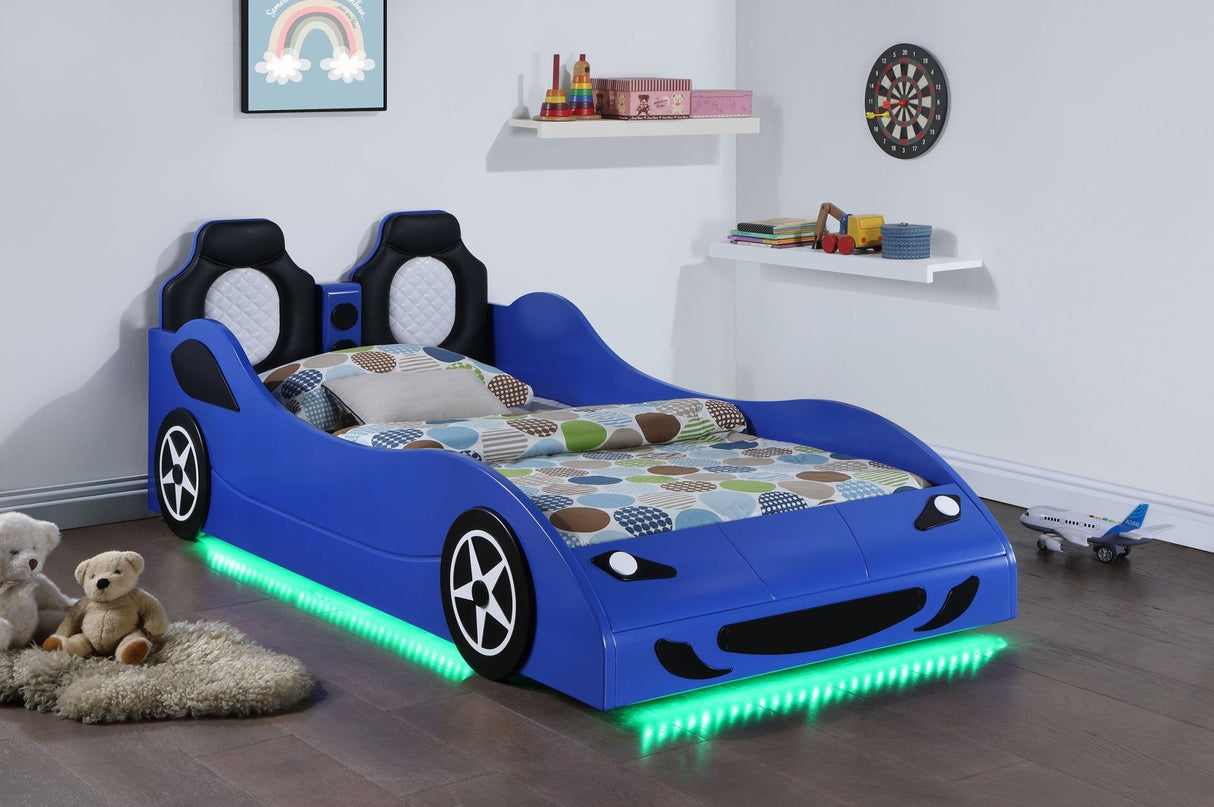 Cruiser Wood Twin LED Car Bed Blue | Coaster | Home Elegance USA
