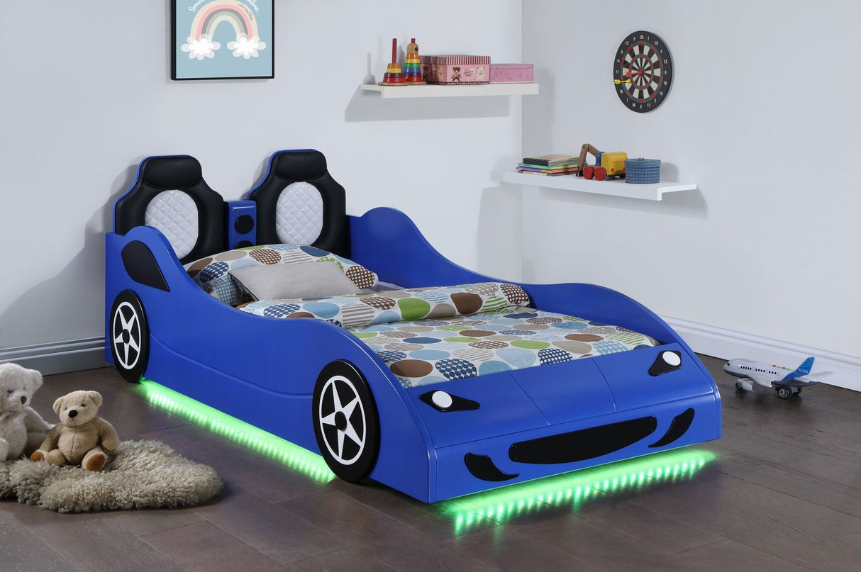 Cruiser Wood Twin LED Car Bed Blue | Coaster | Home Elegance USA