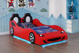 Twin Bed - Cruiser Wood Twin LED Car Bed Red