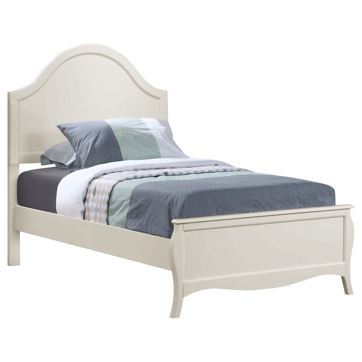 Full Bed - Dominique Wood Full Panel Bed Cream White