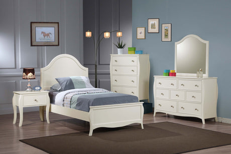 Full Bed - Dominique Wood Full Panel Bed Cream White