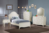 Twin Bed - Dominique Wood Twin Panel Bed Cream White