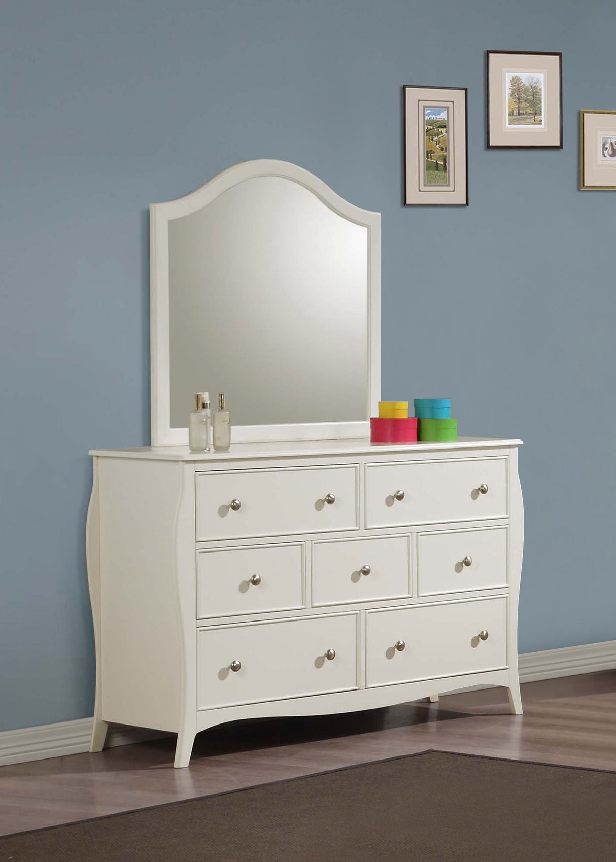 Dresser With Mirror - Dominique 7-drawer Dresser with Mirror Cream White