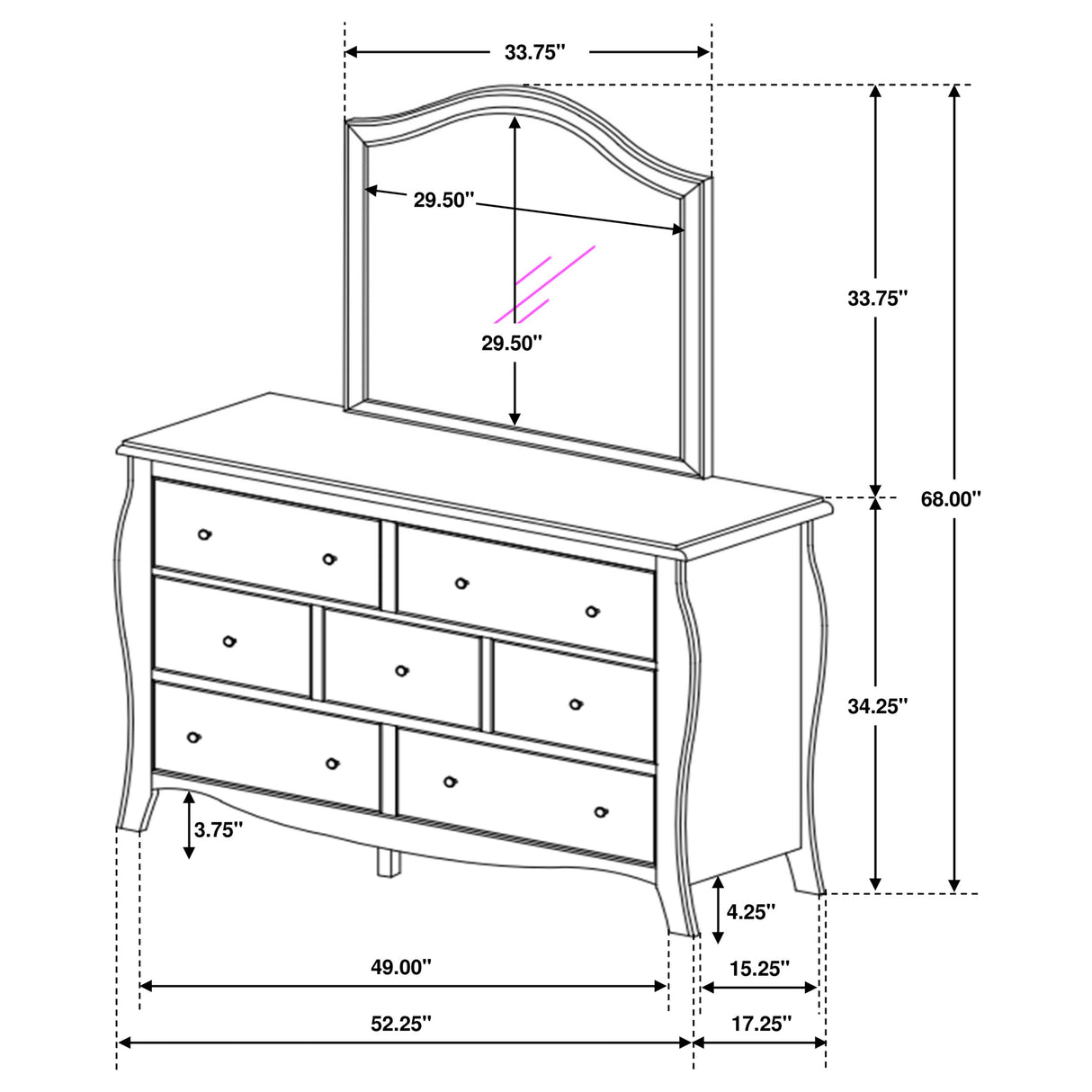 Dresser With Mirror - Dominique 7-drawer Dresser with Mirror Cream White