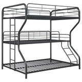 Full / Twin / Full Triple Bunk Bed - Garner Triple Full Over Twin Over Full Bunk Bed with Ladder Gunmetal