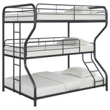 Full / Twin / Full Triple Bunk Bed - Garner Triple Full Over Twin Over Full Bunk Bed with Ladder Gunmetal