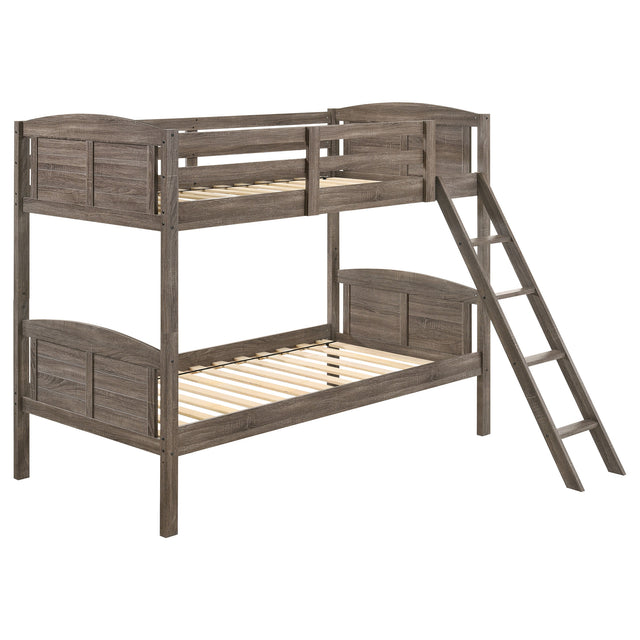 Twin / Twin Bunk Bed - Flynn Twin Over Twin Bunk Bed Weathered Brown