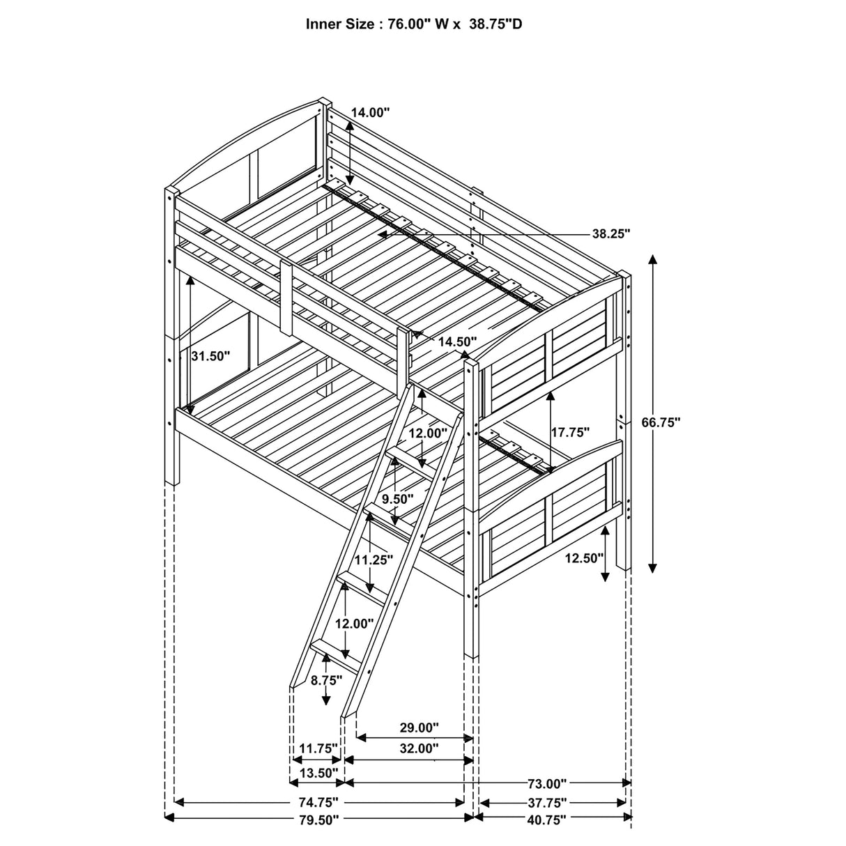 Twin / Twin Bunk Bed - Flynn Twin Over Twin Bunk Bed Weathered Brown