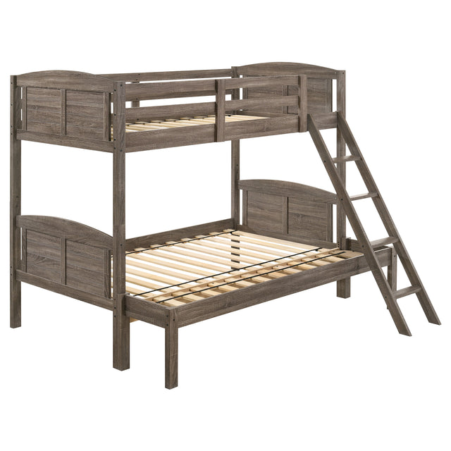 Twin / Full Bunk Bed - Flynn Twin Over Full Bunk Bed Weathered Brown