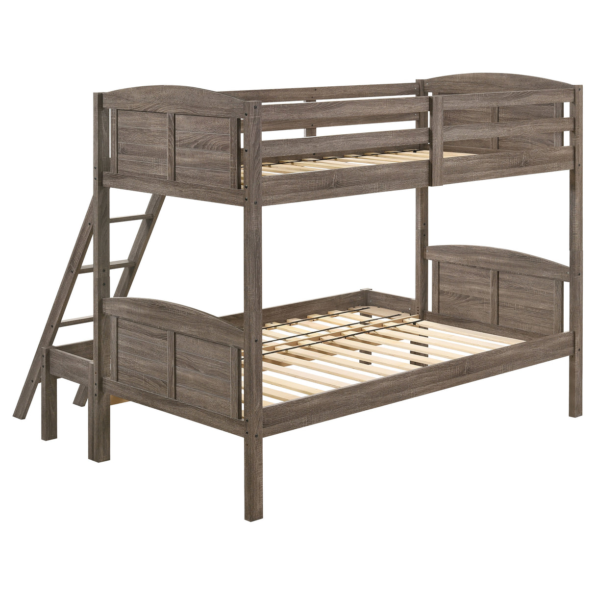 Twin / Full Bunk Bed - Flynn Twin Over Full Bunk Bed Weathered Brown