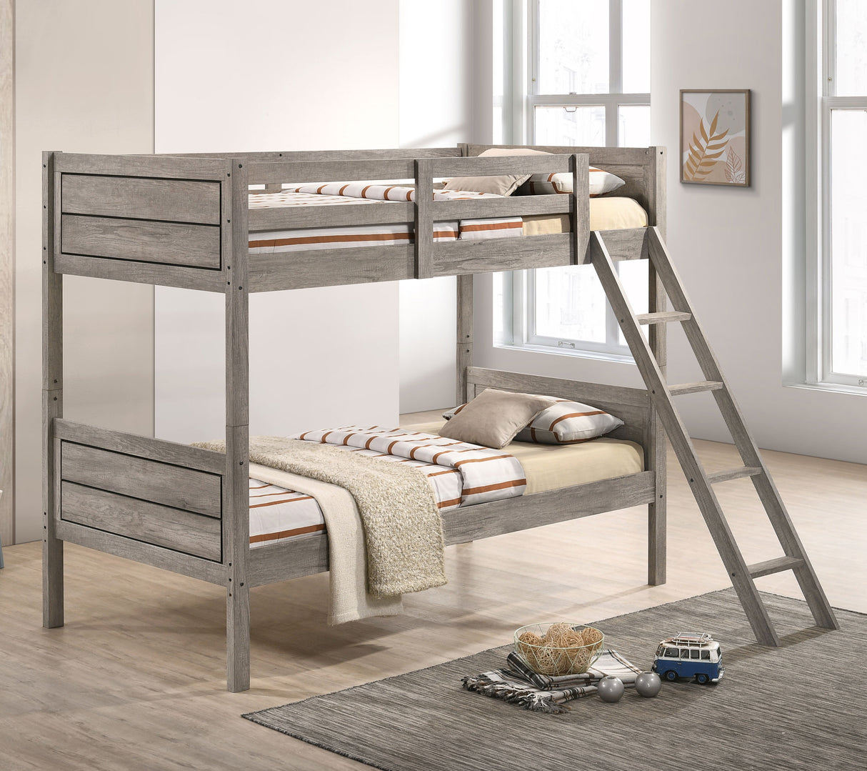 Twin / Twin Bunk Bed - Ryder Twin Over Twin Bunk Bed Weathered Taupe