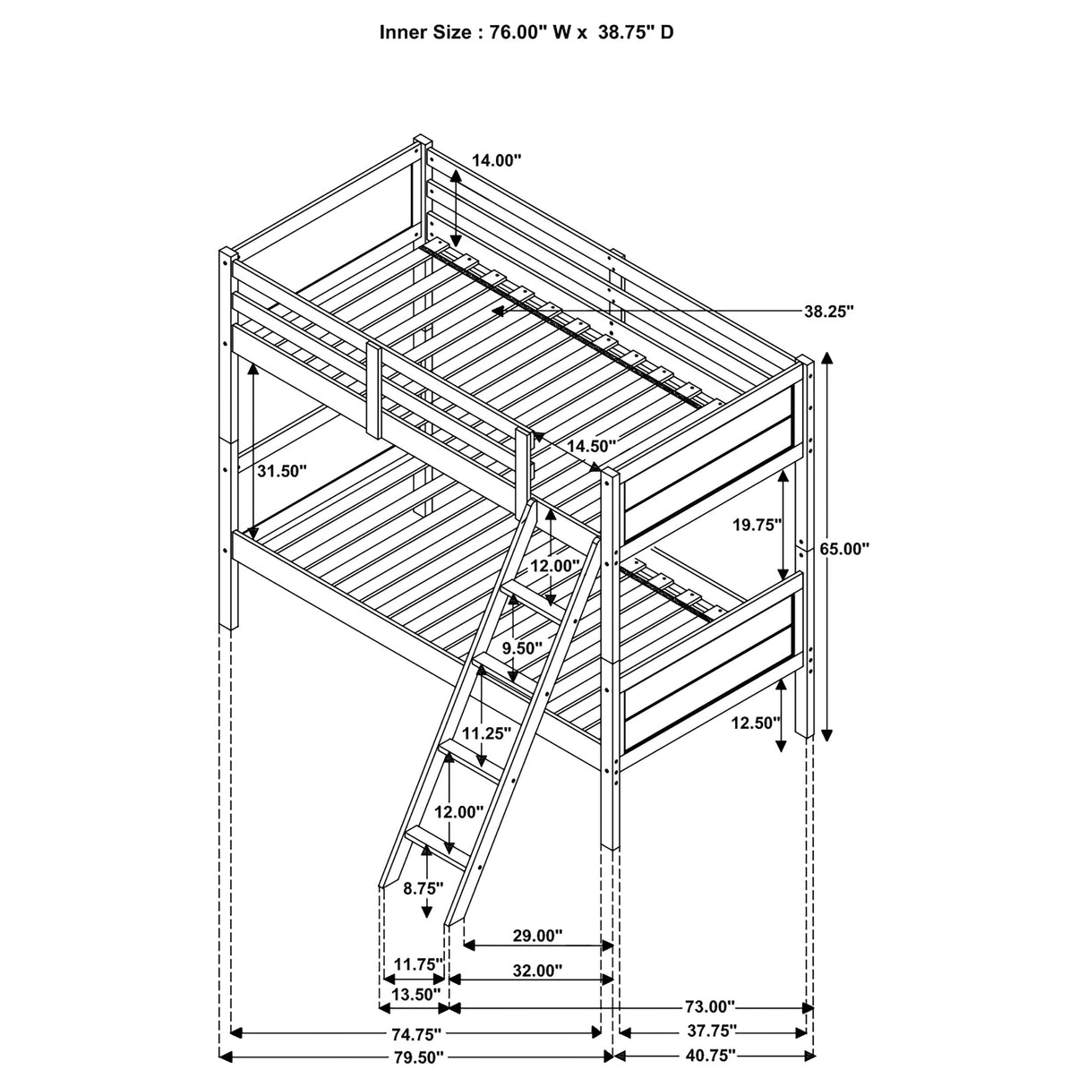 Twin / Twin Bunk Bed - Ryder Twin Over Twin Bunk Bed Weathered Taupe