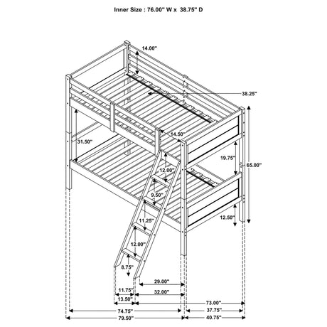 Twin / Twin Bunk Bed - Ryder Twin Over Twin Bunk Bed Weathered Taupe