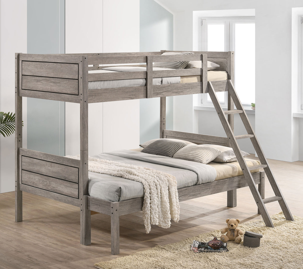 Twin / Full Bunk Bed - Ryder Twin Over Full Bunk Bed Weathered Taupe