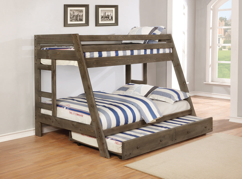 Twin / Full Bunk Bed - Wrangle Hill Twin Over Full Bunk Bed Gun Smoke