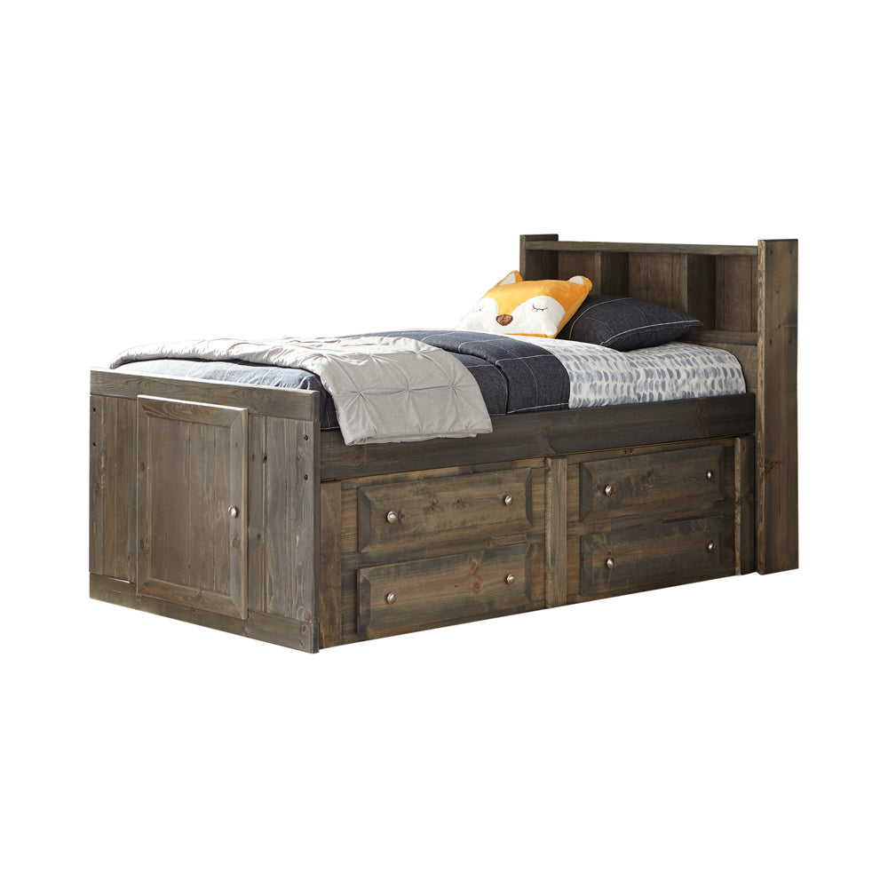 Twin Storage Bed - Wrangle Hill Wood Twin Storage Bookcase Bed Gunsmoke