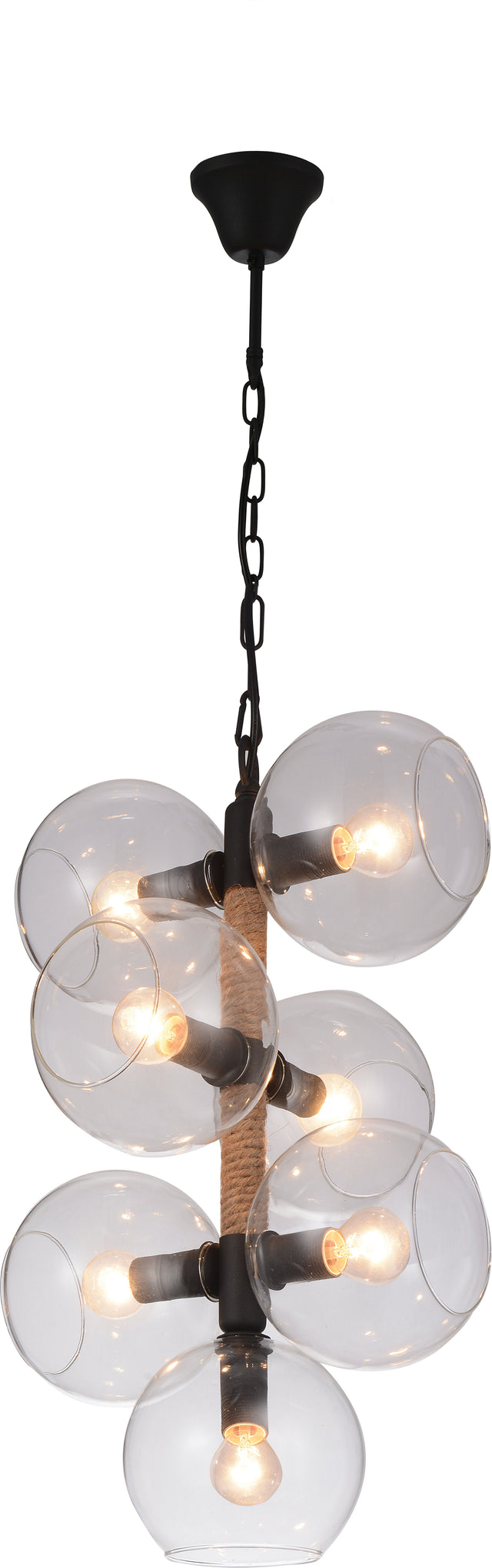 Acme - Okee Ceiling Lamp 40092 Amber Glass & Black Satin Finish