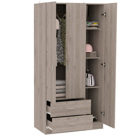 Eureka Three Door Armoire, Two Drawers, Rod - sold by Home Elegance USA