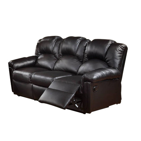 3 Seats Bonded Leather Manual Motion Reclining Sofa in Black - B01682189 - image - 1