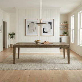 Transitional Brown Finish Large Dining Table with Self-storing Extension Leaf Modern Farmhouse Dining Room Furniture 1pc