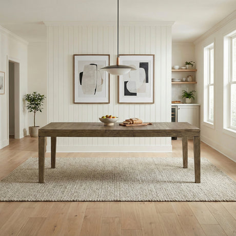 Transitional Brown Finish Large Dining Table with Self-storing Extension Leaf Modern Farmhouse Dining Room Furniture 1pc