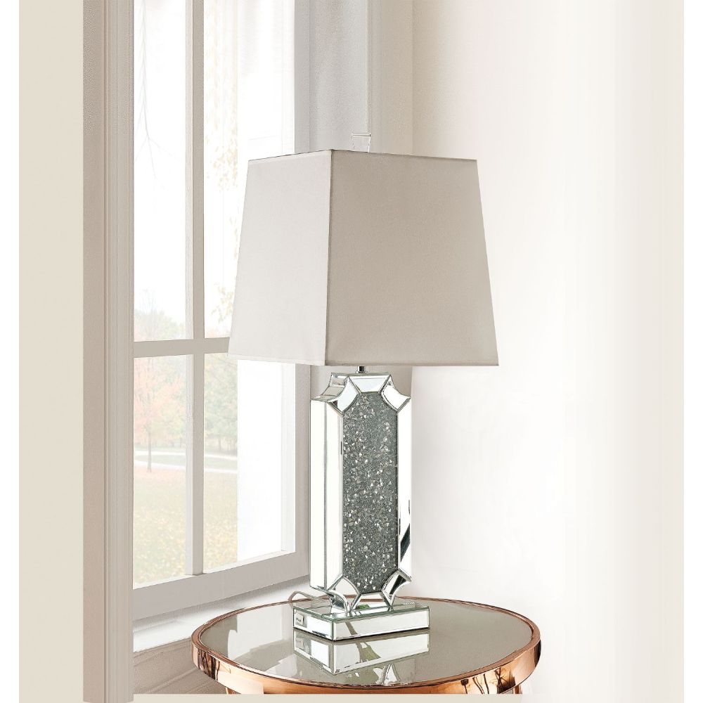 Acme - Noralie Table Lamp 40216 Mirrored & Faux Diamonds