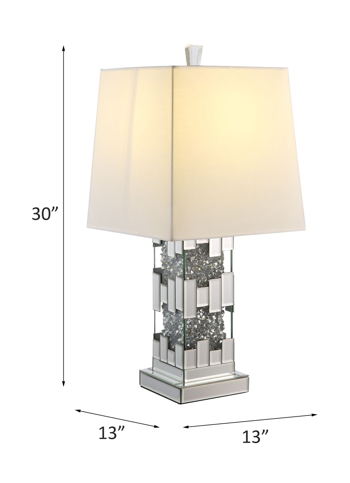 Acme - Noralie Table Lamp 40222 Mirrored & Faux Diamonds