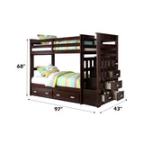 Allentown Espresso Finish Twin/Twin Bunk Bed W/Trundle & Storage - sold by Home Elegance USA