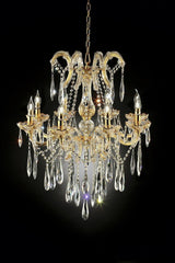 35" Tall" Luminere" 8 LED Light Chandelier with Crystals, Matte Gold and Crystal - B072116247 - image - 2