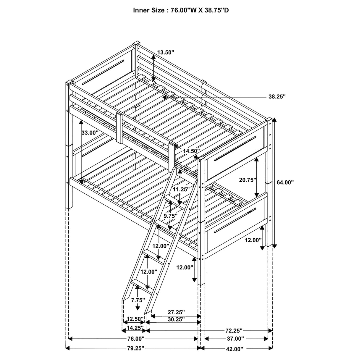 Twin / Twin Bunk Bed - Littleton Twin Over Twin Bunk Bed Blue