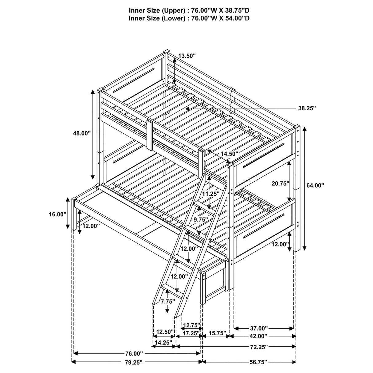 Twin / Full Bunk Bed - Littleton Twin Over Full Bunk Bed Espresso