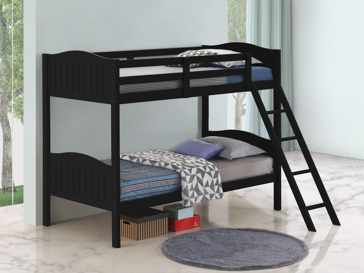 Twin / Twin Bunk Bed - Arlo Twin Over Twin Bunk Bed with Ladder Black