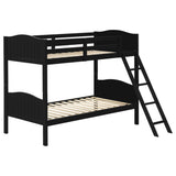 Arlo Twin Over Twin Bunk Bed with Ladder Black | Coaster - 405053BLK - Home Elegance USA - 1