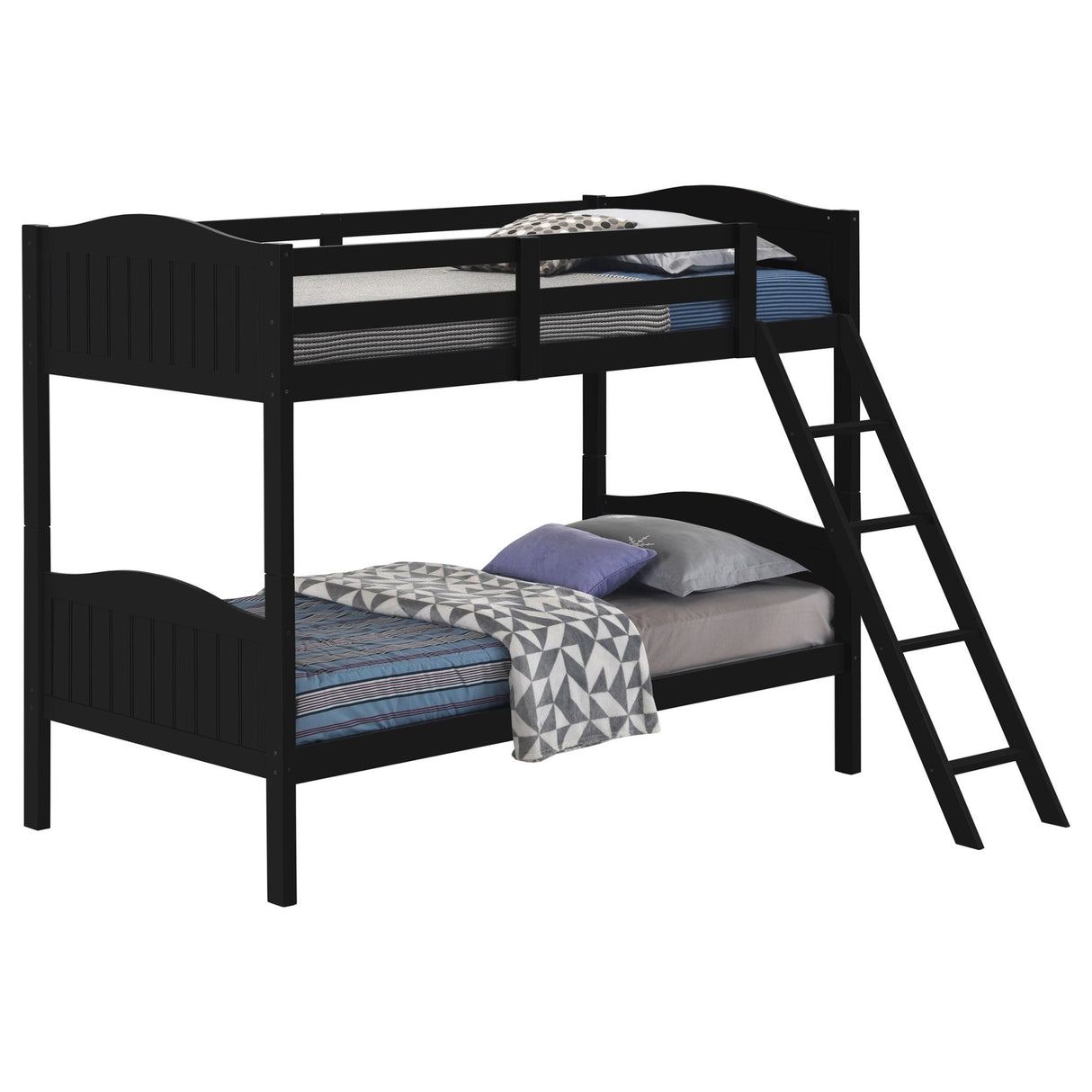 Arlo Twin Over Twin Bunk Bed with Ladder Black | Coaster - 405053BLK - Home Elegance USA - 3