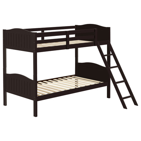 Twin / Twin Bunk Bed - Arlo Twin Over Twin Bunk Bed with Ladder Espresso