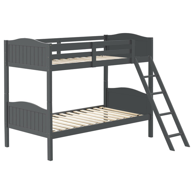 Arlo Twin Over Twin Bunk Bed with Ladder Grey | Coaster - 405053GRY - Home Elegance USA - 1