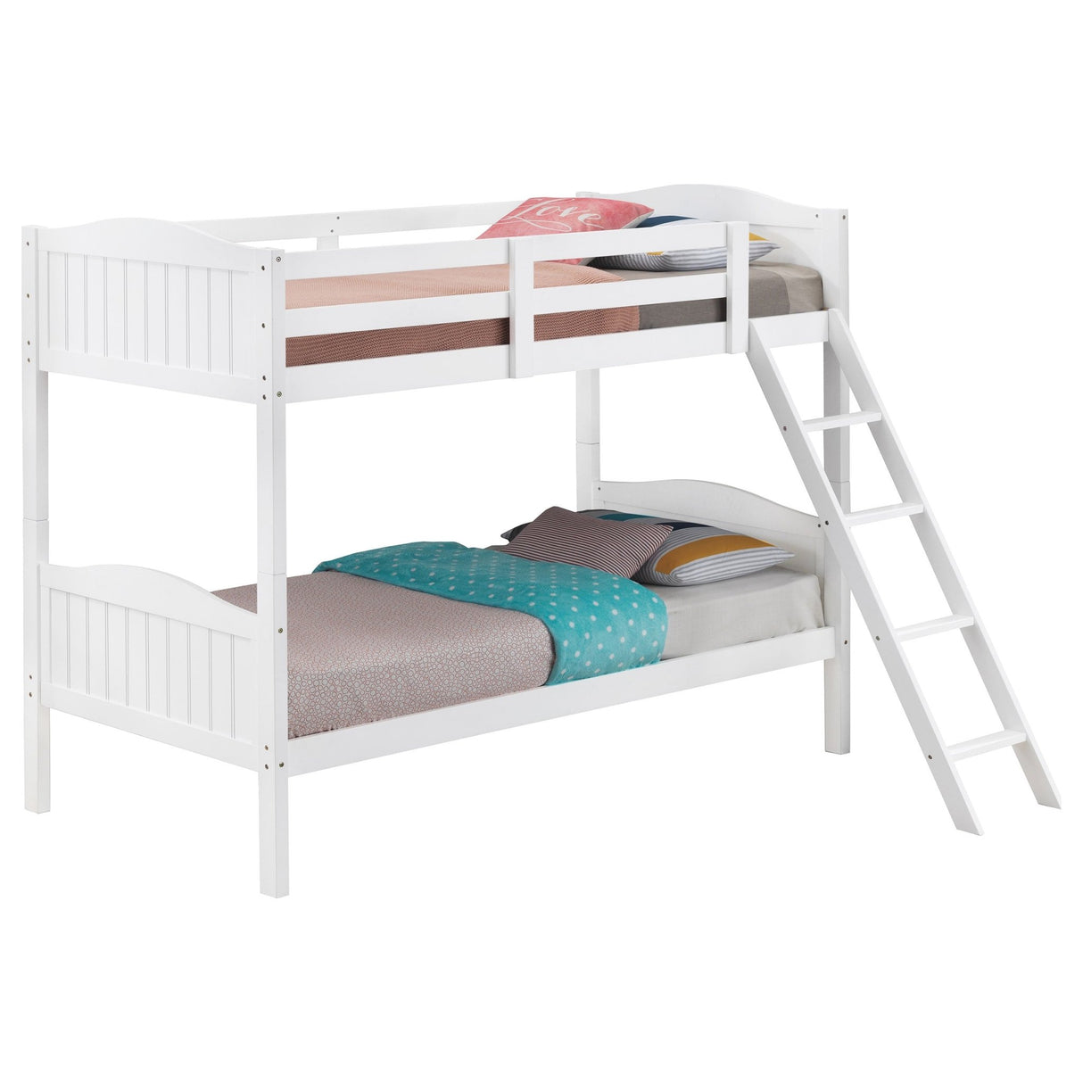 Arlo Twin Over Twin Bunk Bed with Ladder White | Coaster - 405053WHT - Home Elegance USA - 3