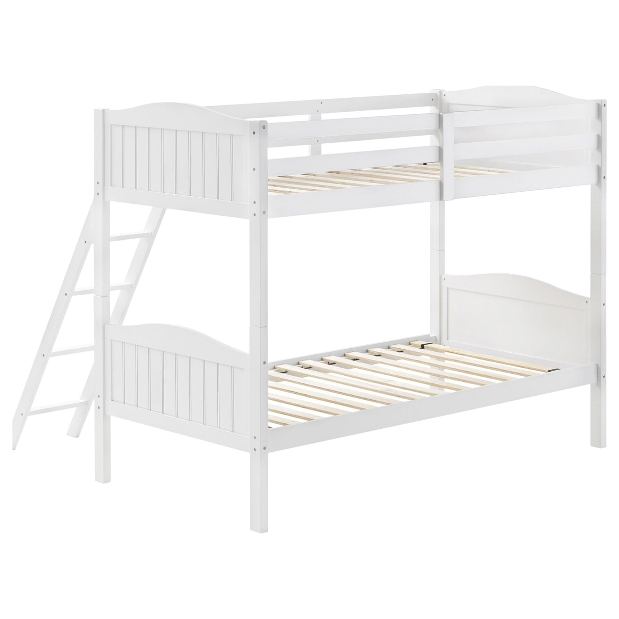 Arlo Twin Over Twin Bunk Bed with Ladder White | Coaster - 405053WHT - Home Elegance USA - 4