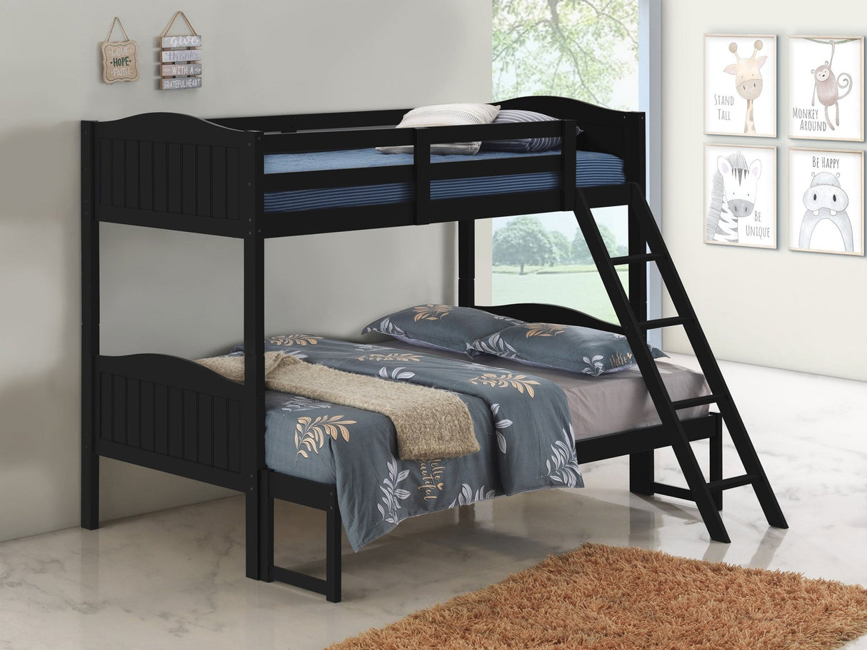 Arlo Twin Over Full Bunk Bed with Ladder Black | Coaster - 405054BLK - Home Elegance USA - 2