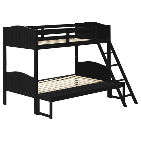 Arlo Twin Over Full Bunk Bed with Ladder Black | Coaster - 405054BLK - Home Elegance USA - 1