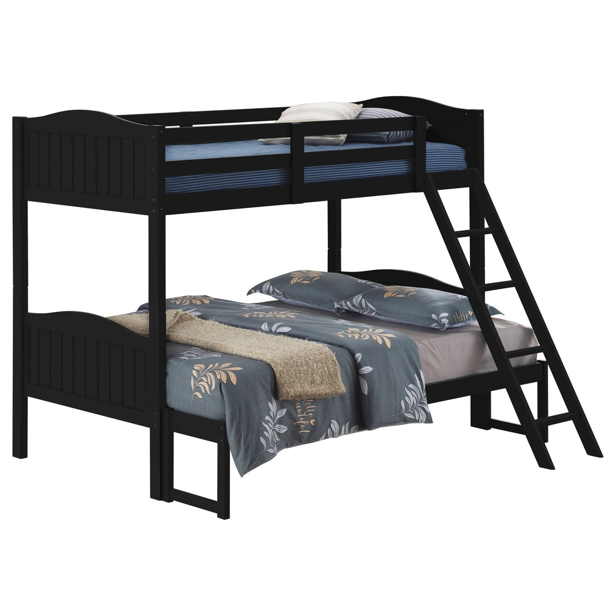 Arlo Twin Over Full Bunk Bed with Ladder Black | Coaster - 405054BLK - Home Elegance USA - 3