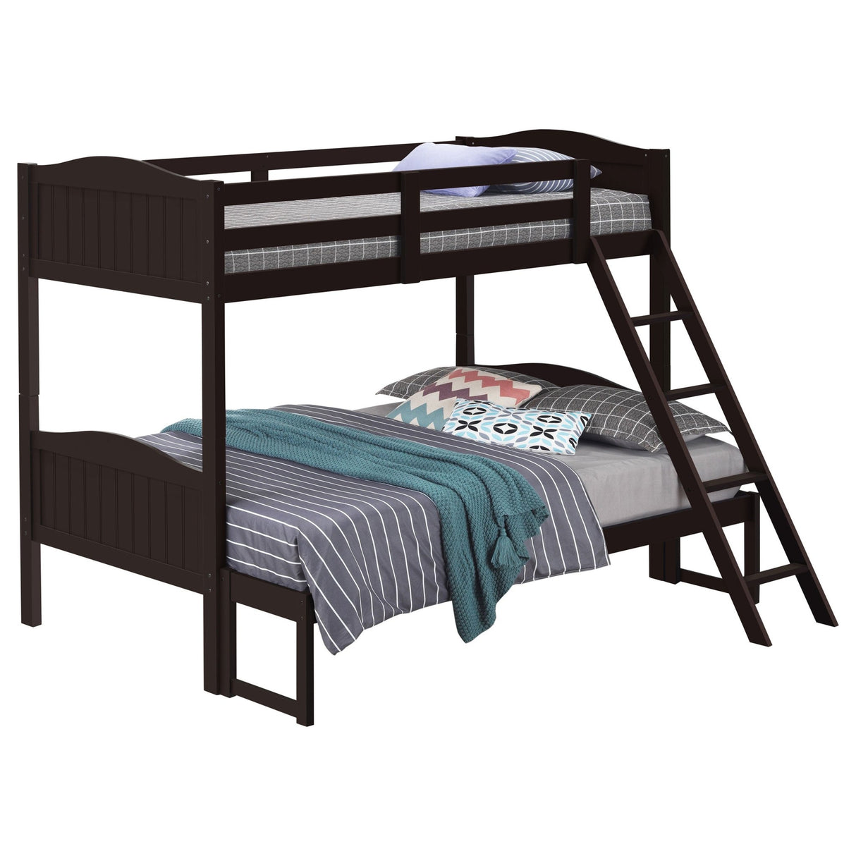 Arlo Twin Over Full Bunk Bed with Ladder Espresso | Coaster - 405054BRN - Home Elegance USA - 3